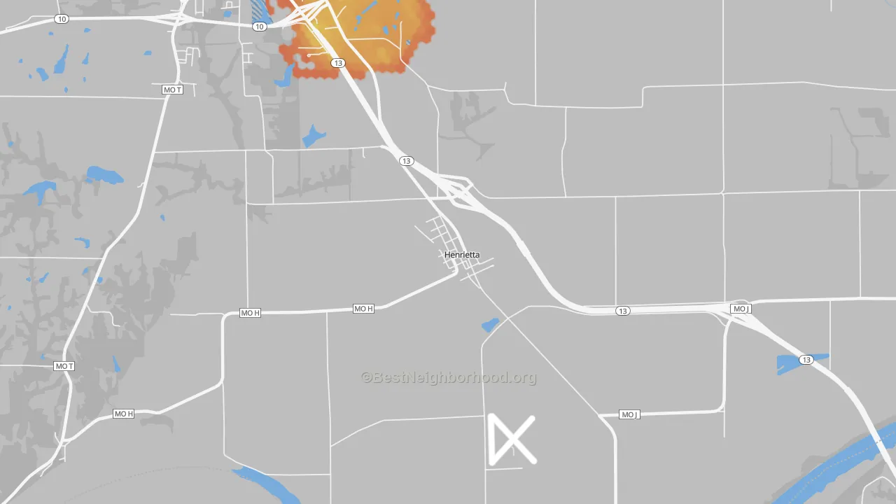 Bike Grade map of 64036, MO