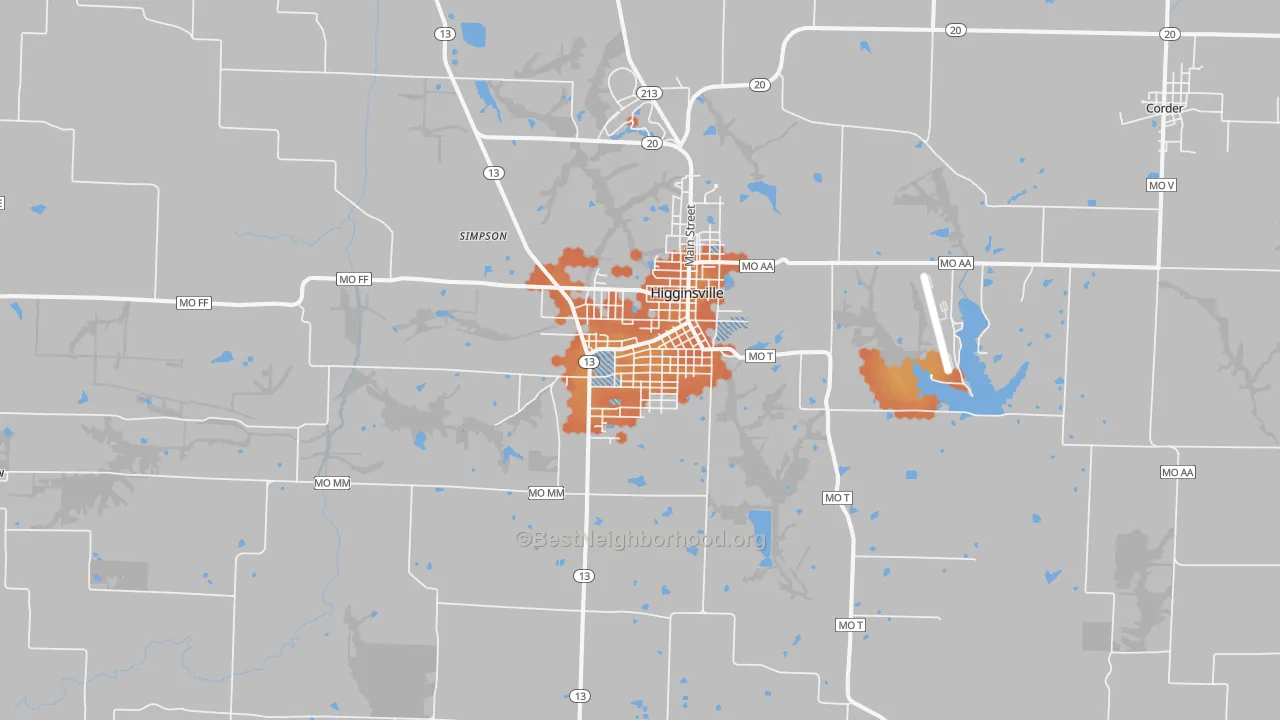 Bike Grade map of 64037, MO