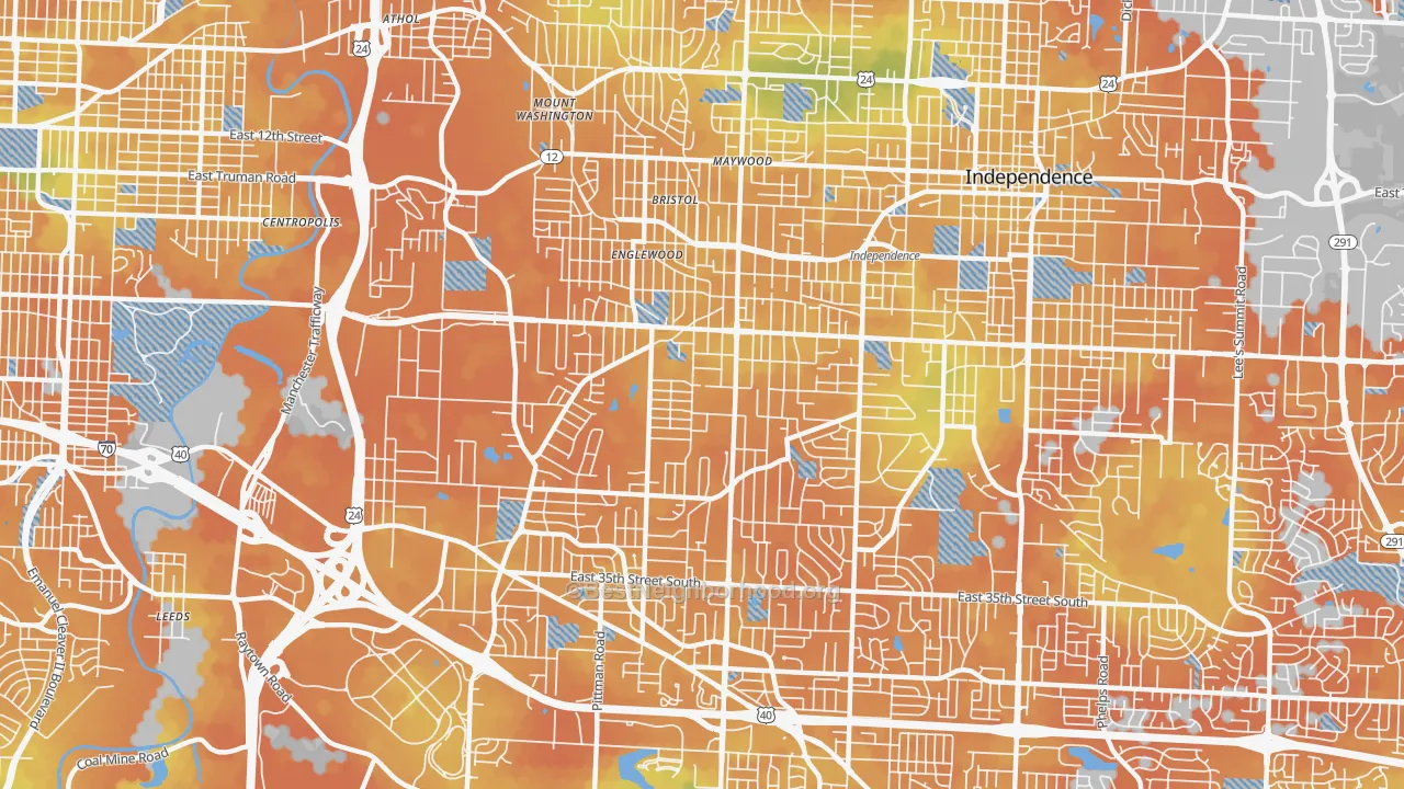 Bike Grade map of 64052, MO