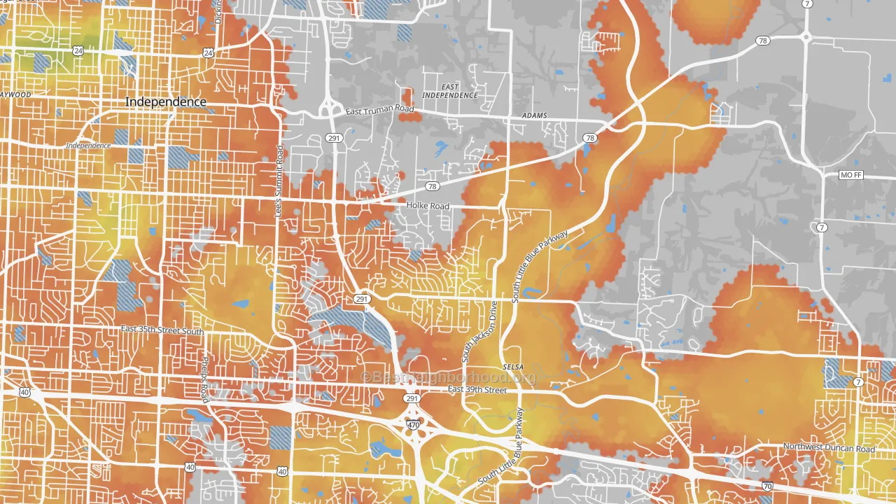 Bike Grade map of 64057, MO