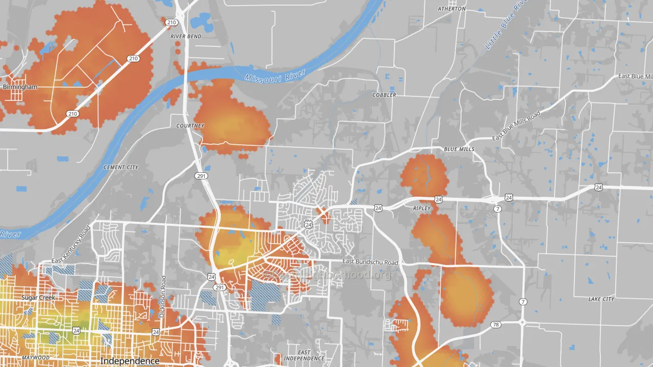 Bike Grade map of 64058, MO