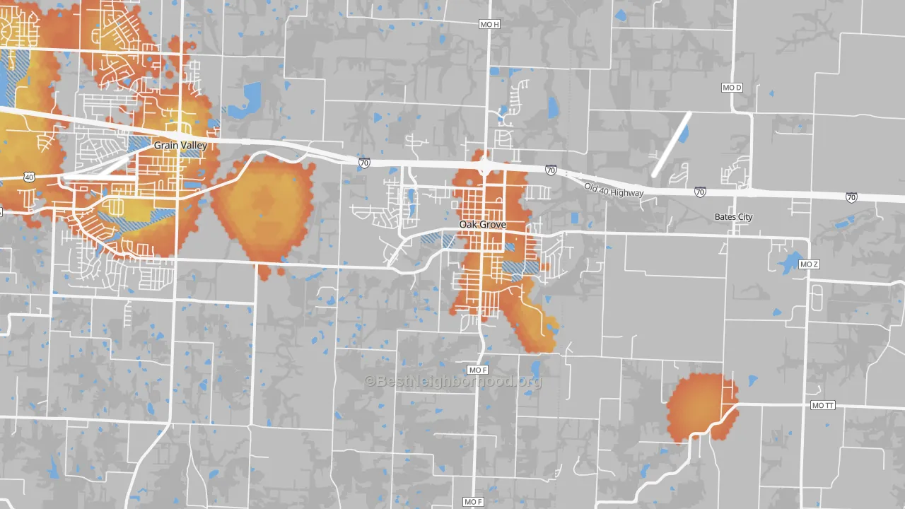 Bike Grade map of 64075, MO