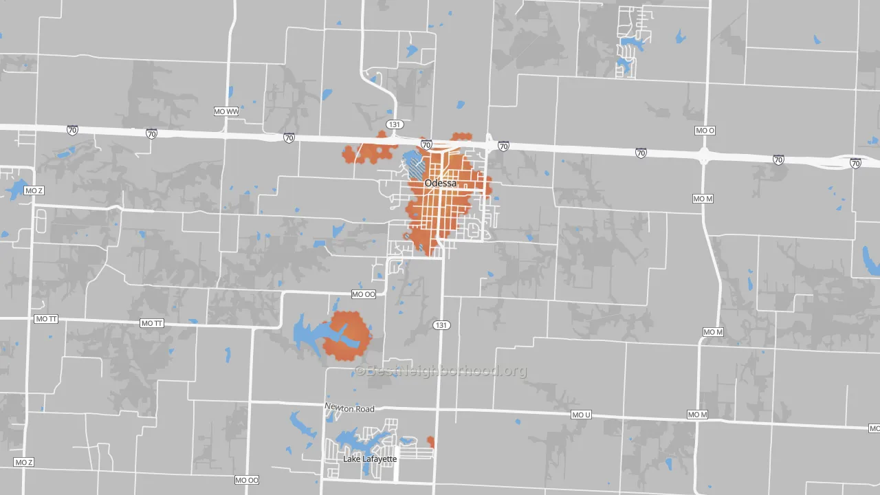 Bike Grade map of 64076, MO