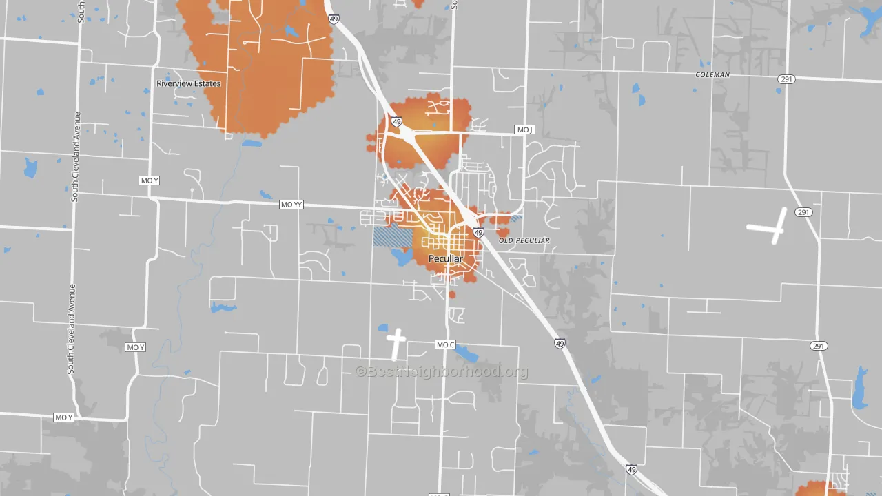 Bike Grade map of 64078, MO