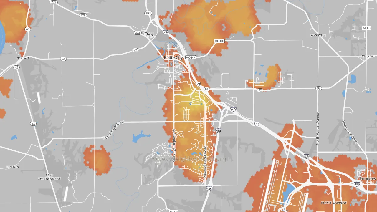 Bike Grade map of 64079, MO