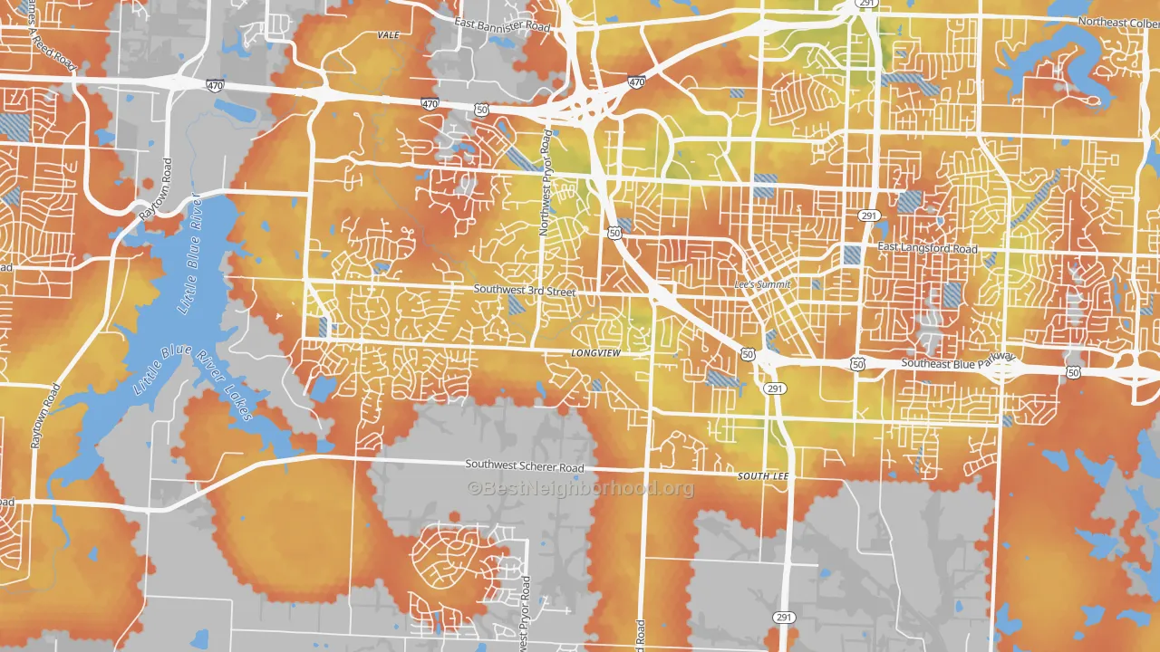 Bike Grade map of 64081, MO