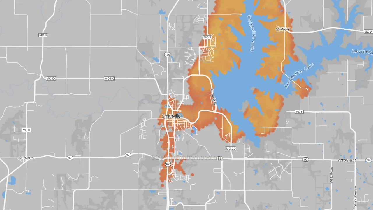 Bike Grade map of 64089, MO