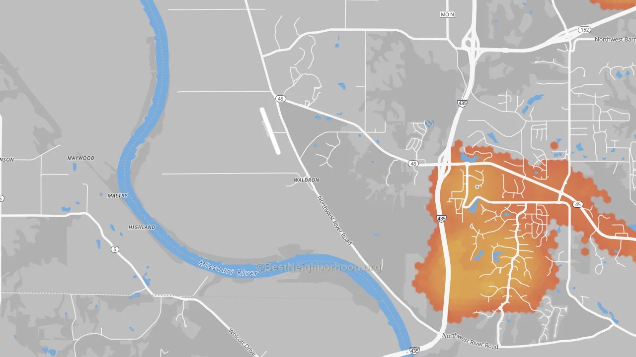 Bike Grade map of 64092, MO