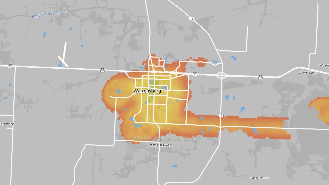 Bike Grade map of 64093, MO