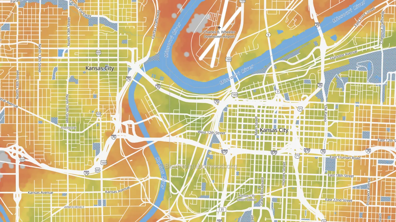 Bike Grade map of 64101, MO