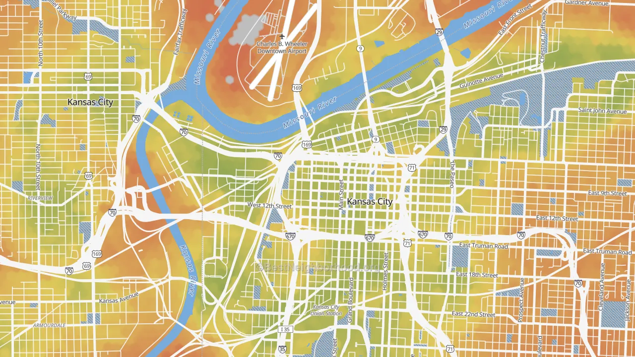Bike Grade map of 64105, MO