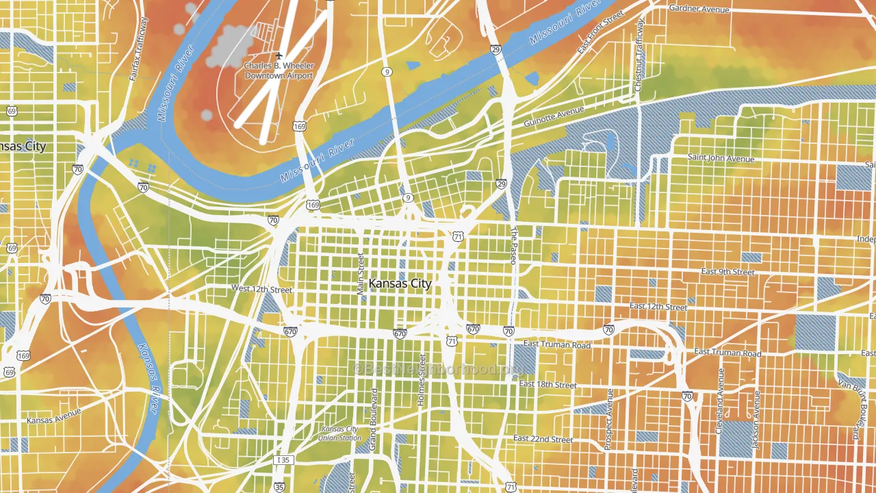Bike Grade map of 64106, MO