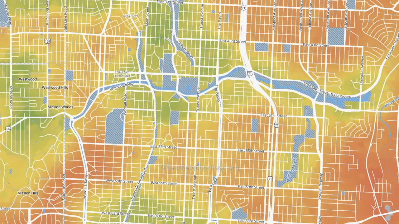 Bike Grade map of 64110, MO