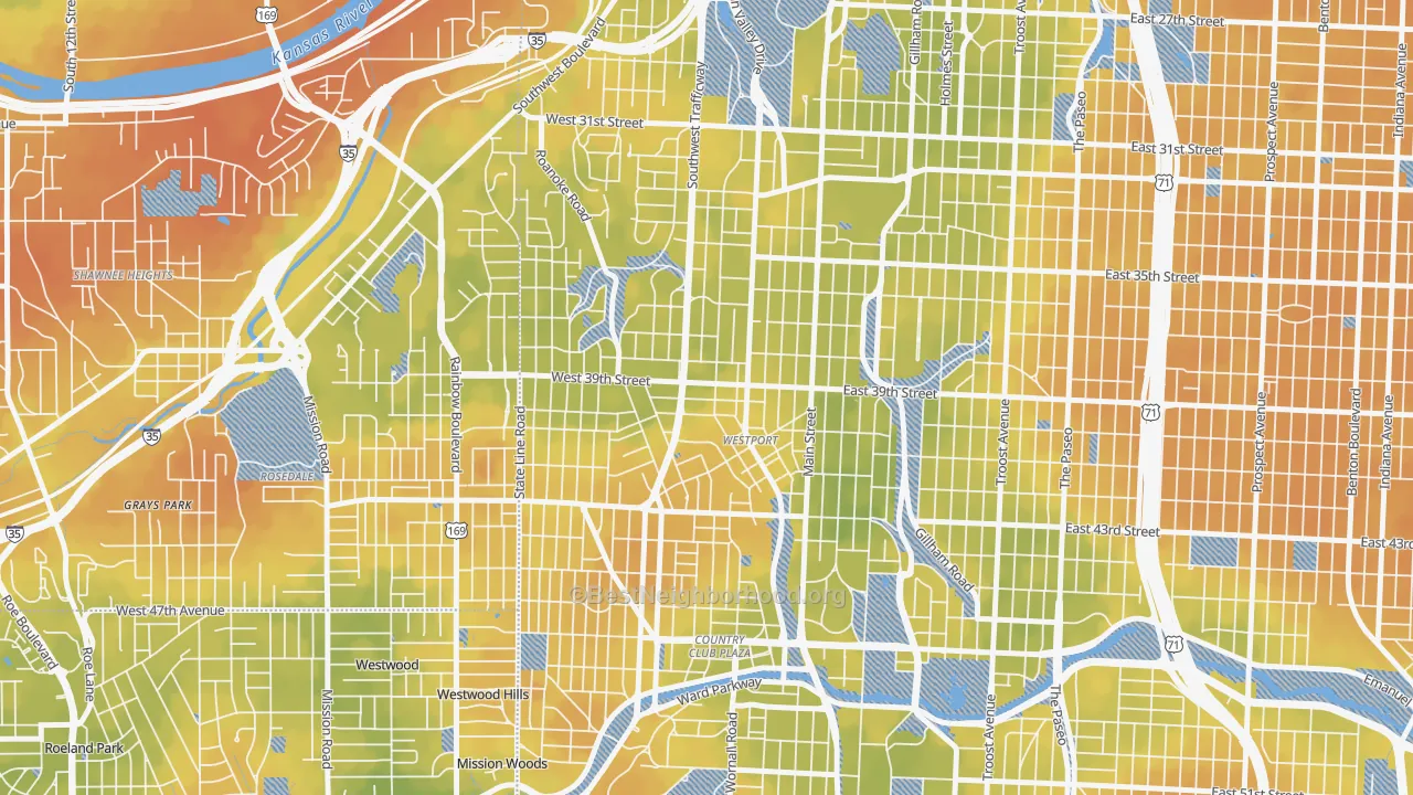 Bike Grade map of 64111, MO