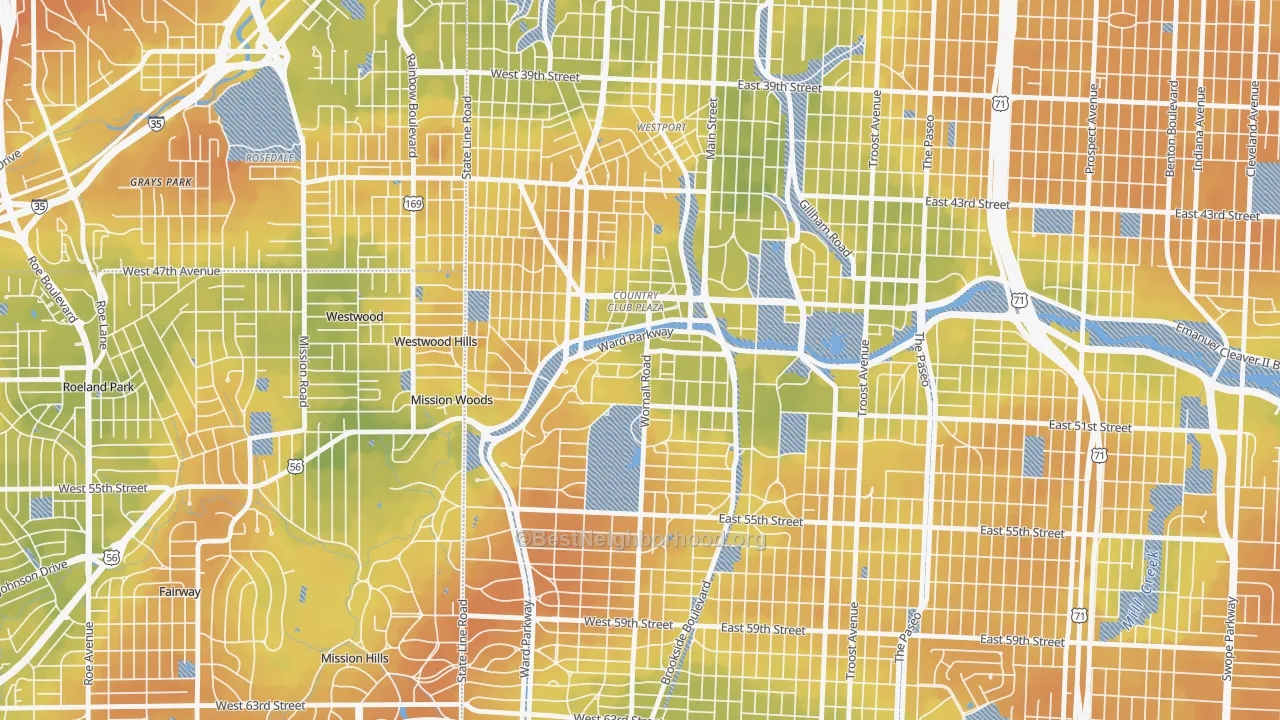 Bike Grade map of 64112, MO