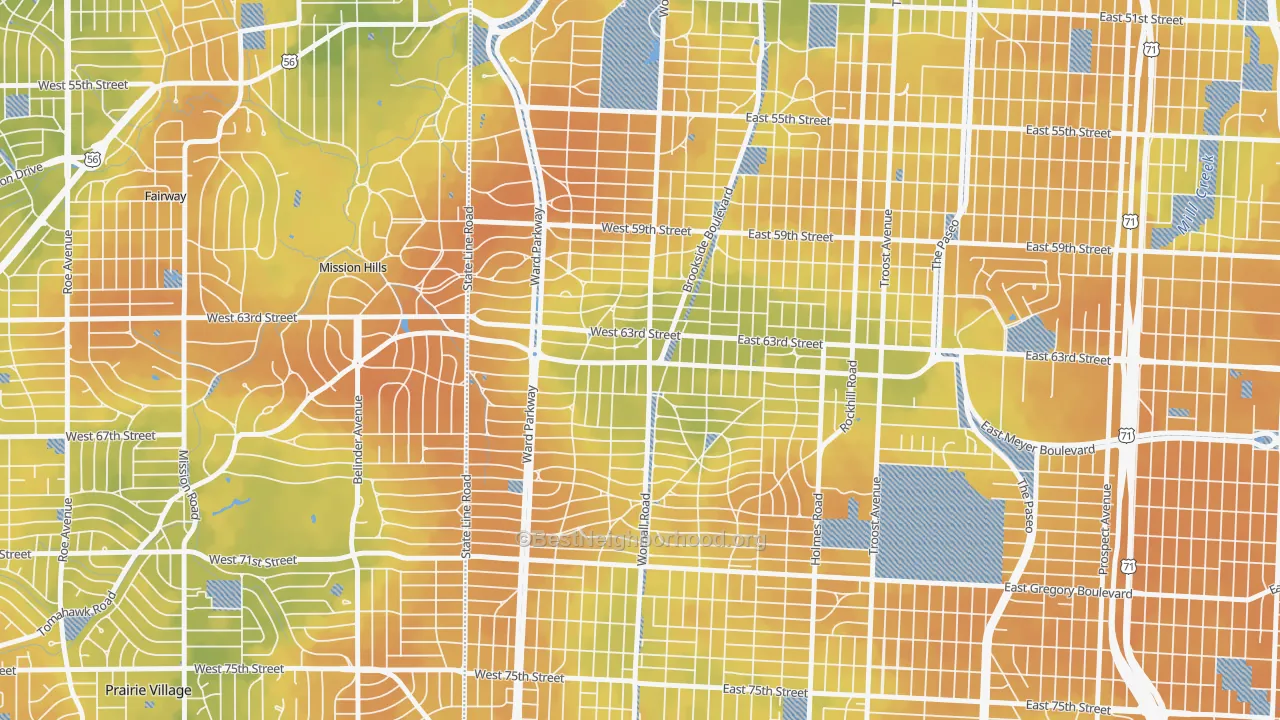 Bike Grade map of 64113, MO