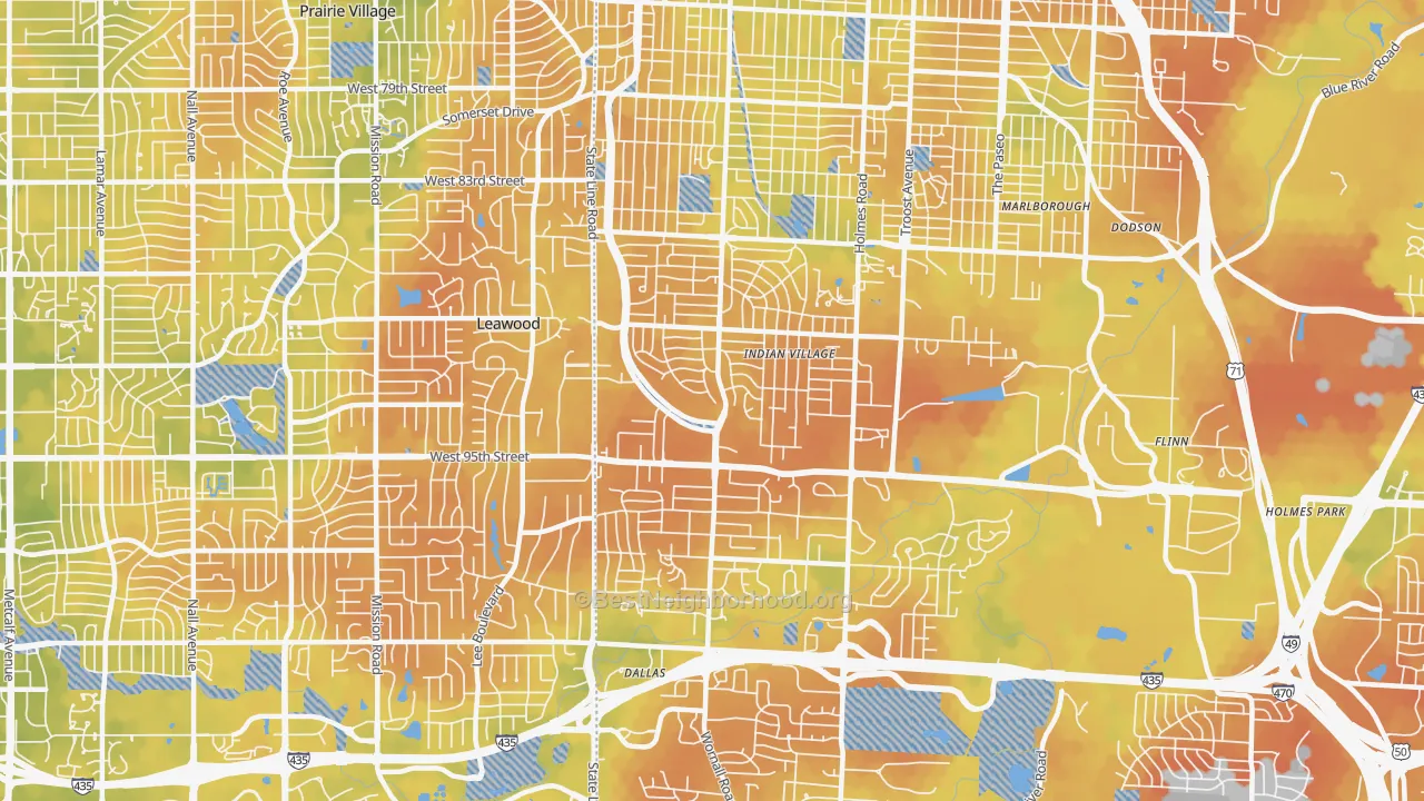 Bike Grade map of 64114, MO
