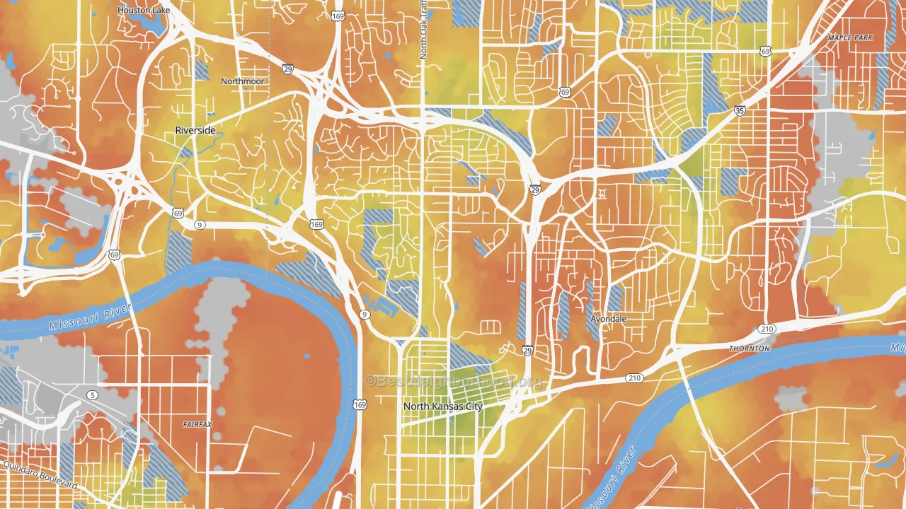 Bike Grade map of 64116, MO