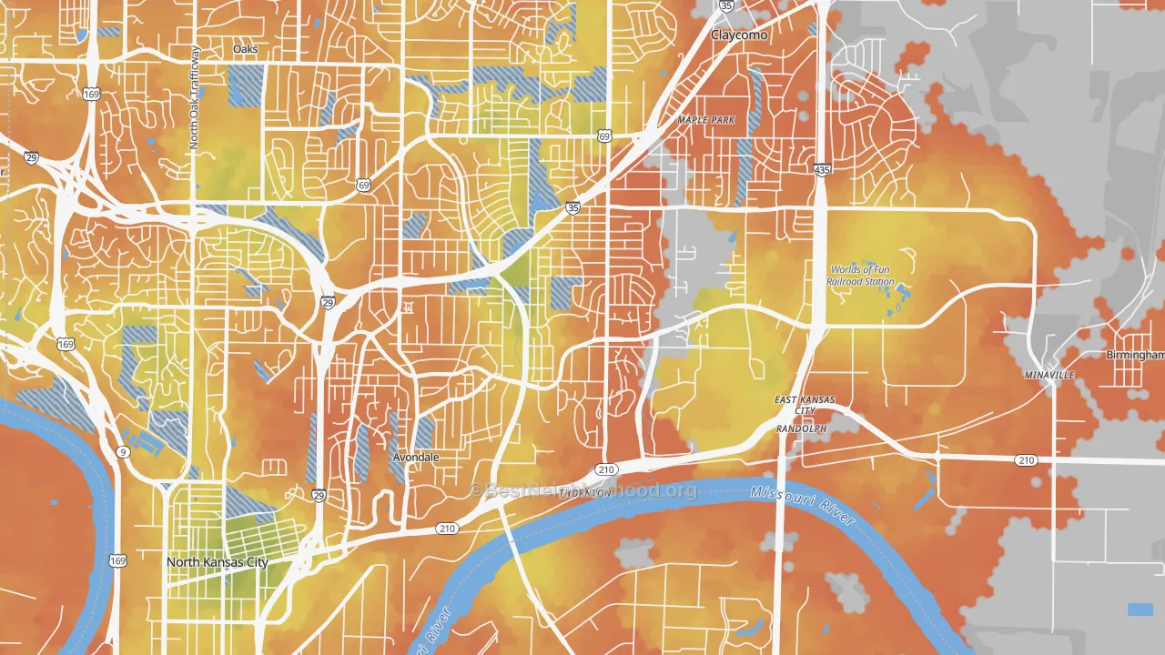 Bike Grade map of 64117, MO