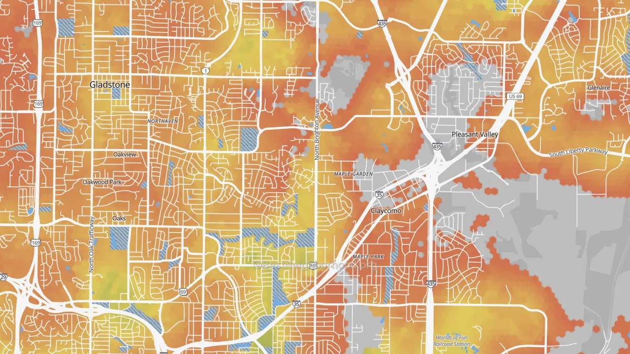 Bike Grade map of 64119, MO