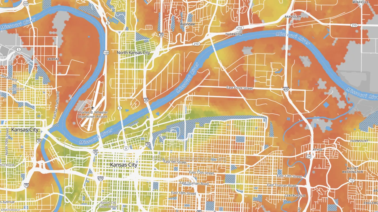 Bike Grade map of 64120, MO