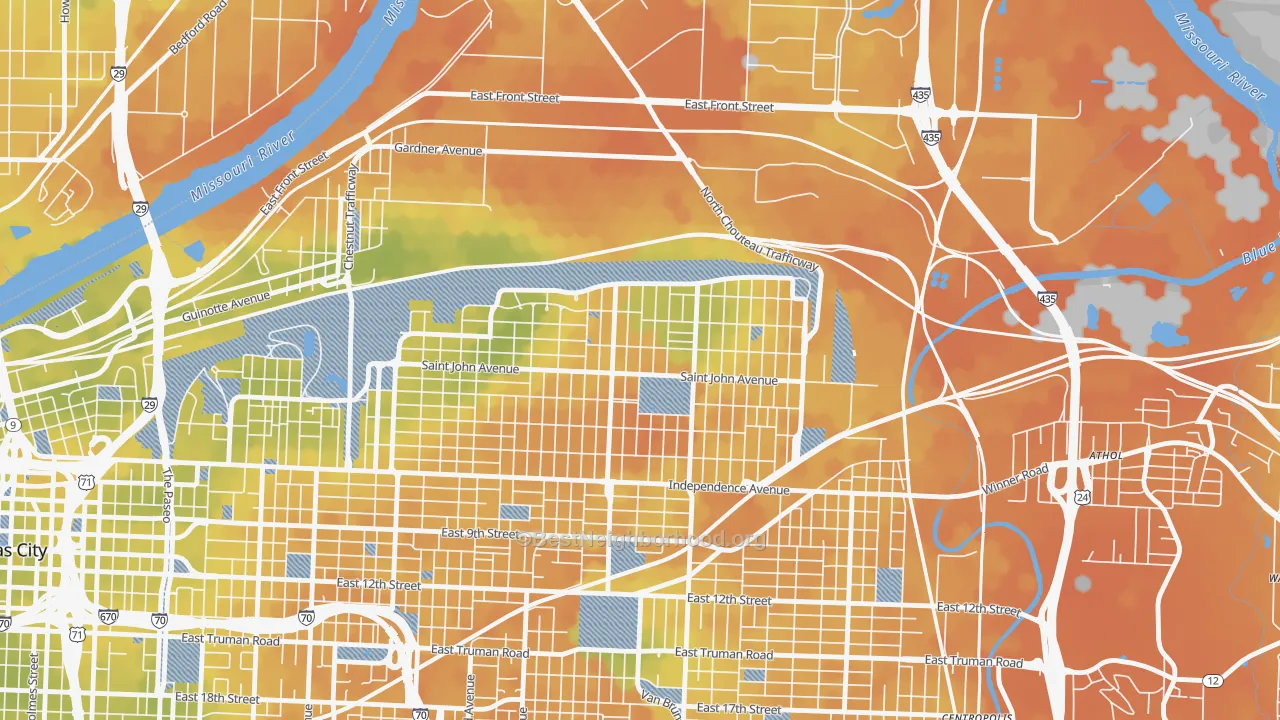 Bike Grade map of 64123, MO