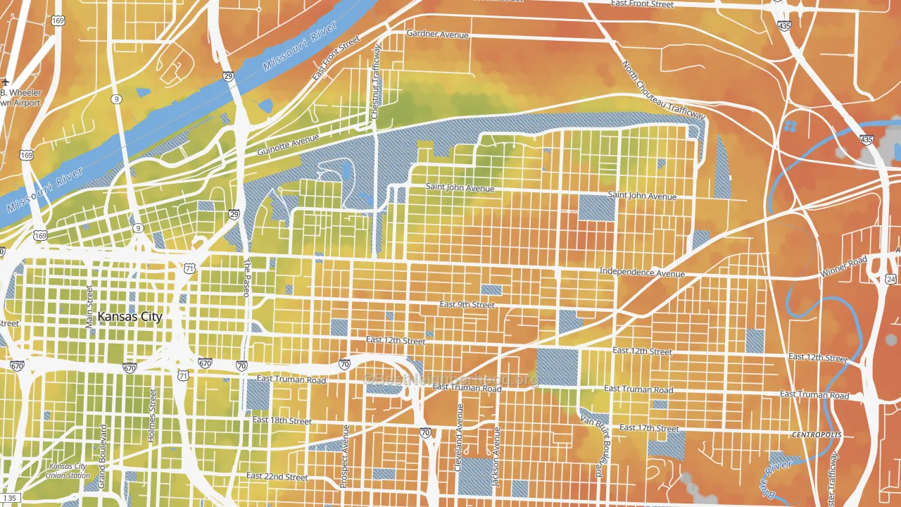 Bike Grade map of 64124, MO