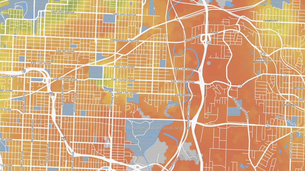 Bike Grade map of 64126, MO