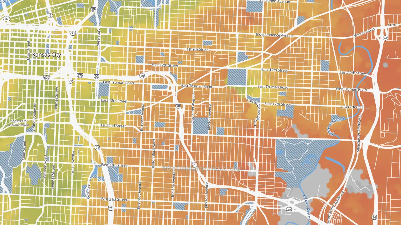 Bike Grade map of 64127, MO
