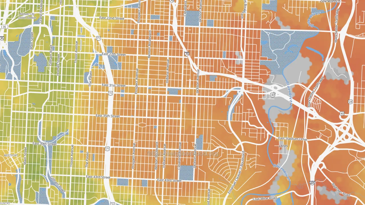 Bike Grade map of 64128, MO