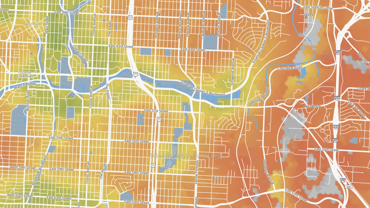 Bike Grade map of 64130, MO