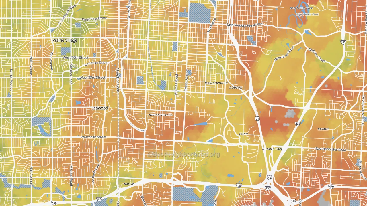 Bike Grade map of 64131, MO