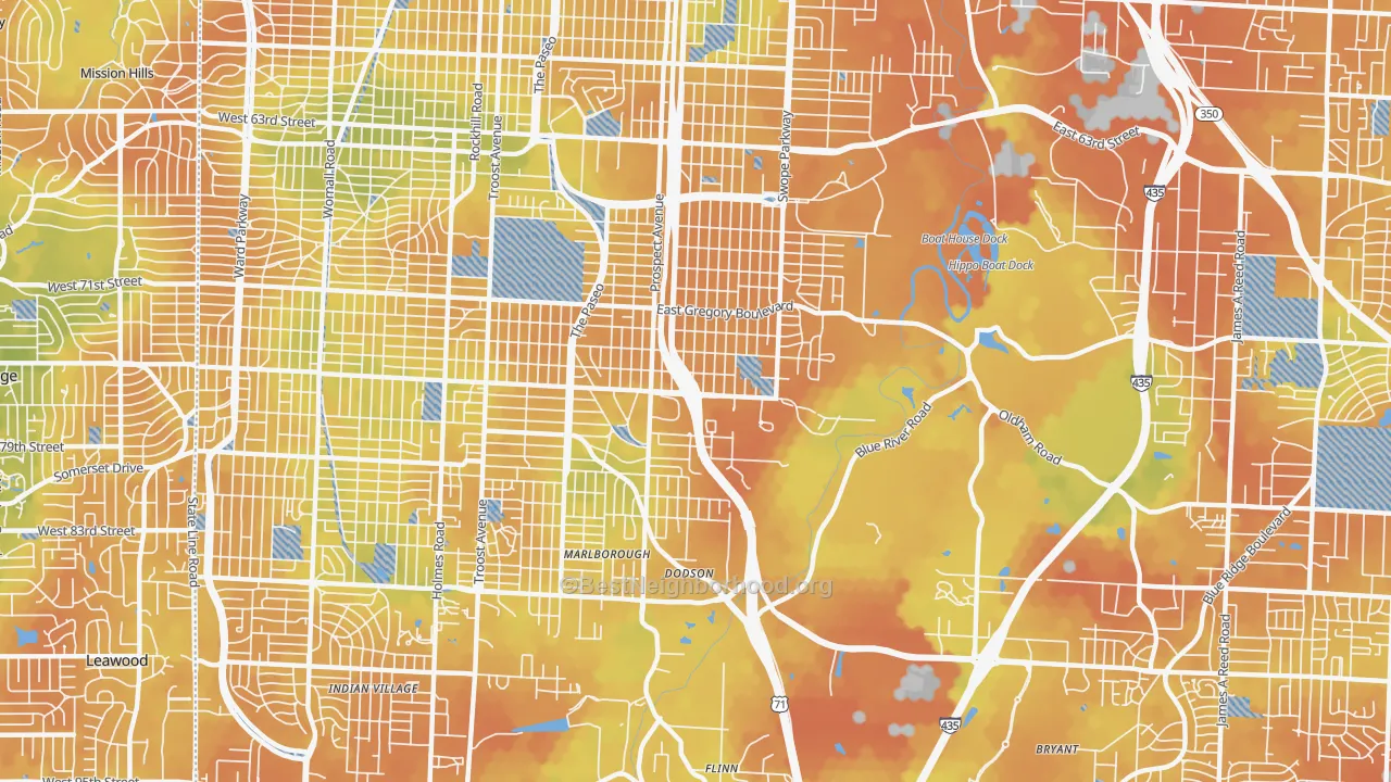 Bike Grade map of 64132, MO