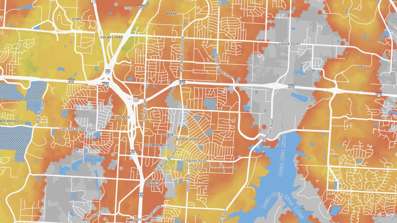 Bike Grade map of 64134, MO