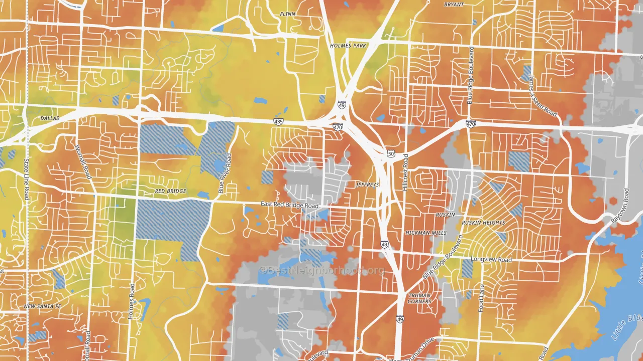 Bike Grade map of 64137, MO