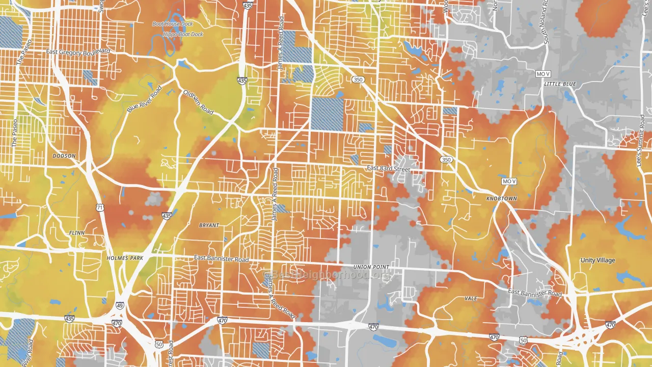 Bike Grade map of 64138, MO