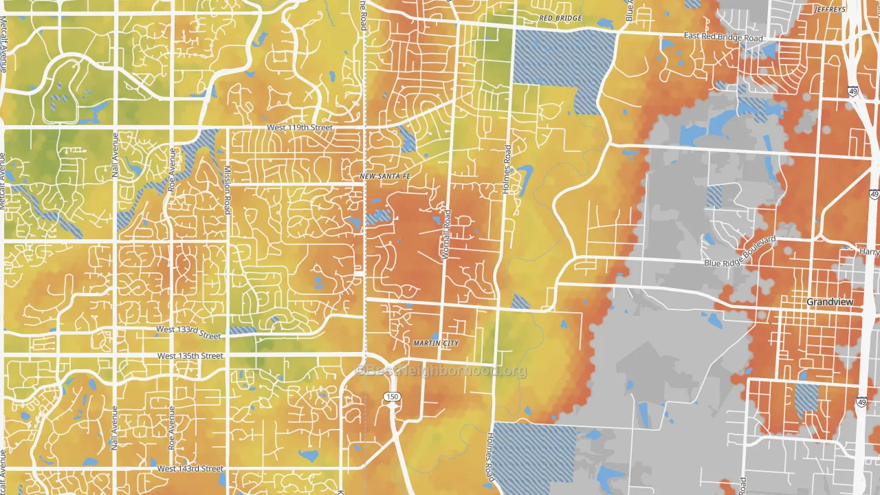Bike Grade map of 64145, MO