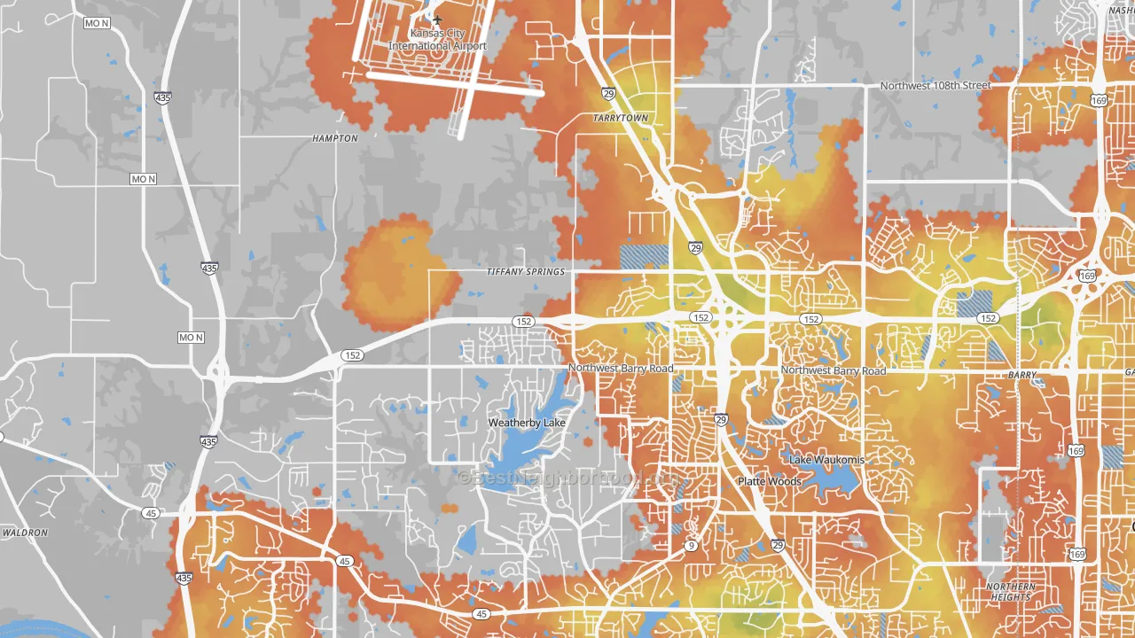 Bike Grade map of 64153, MO
