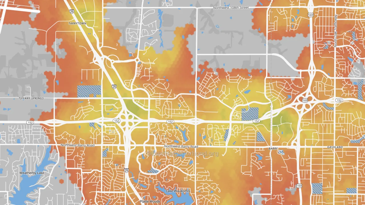 Bike Grade map of 64154, MO
