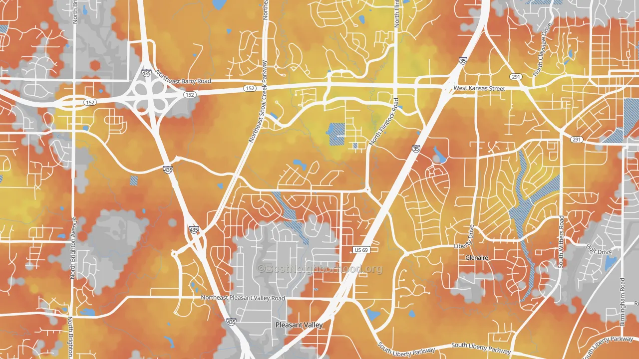 Bike Grade map of 64158, MO