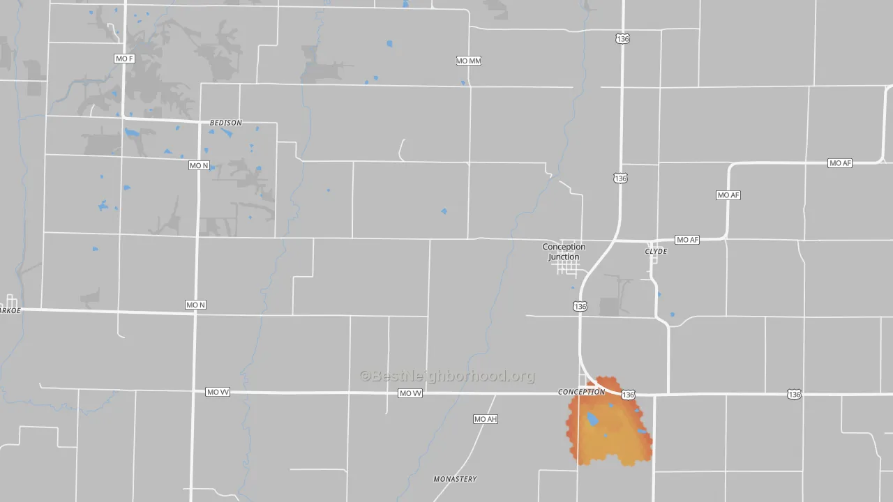 Bike Grade map of 64434, MO