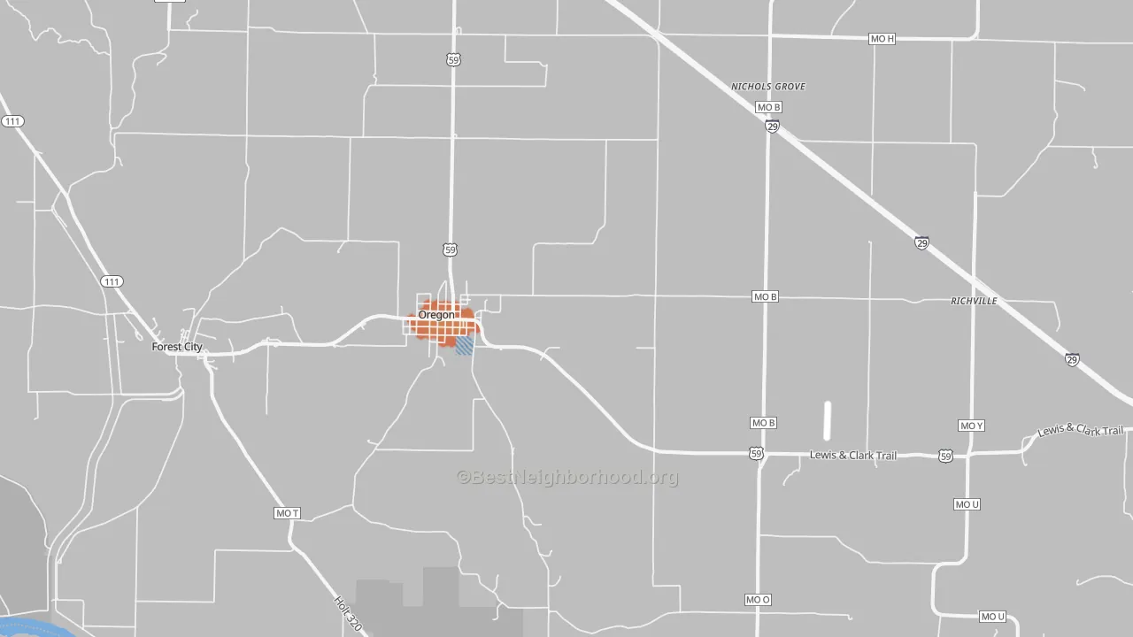 Bike Grade map of 64473, MO