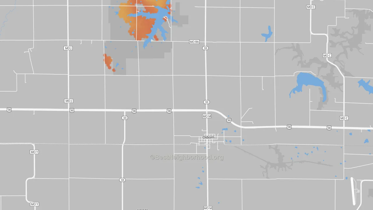 Bike Grade map of 64474, MO