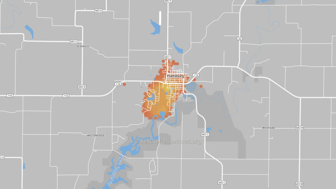 Bike Grade map of 64477, MO