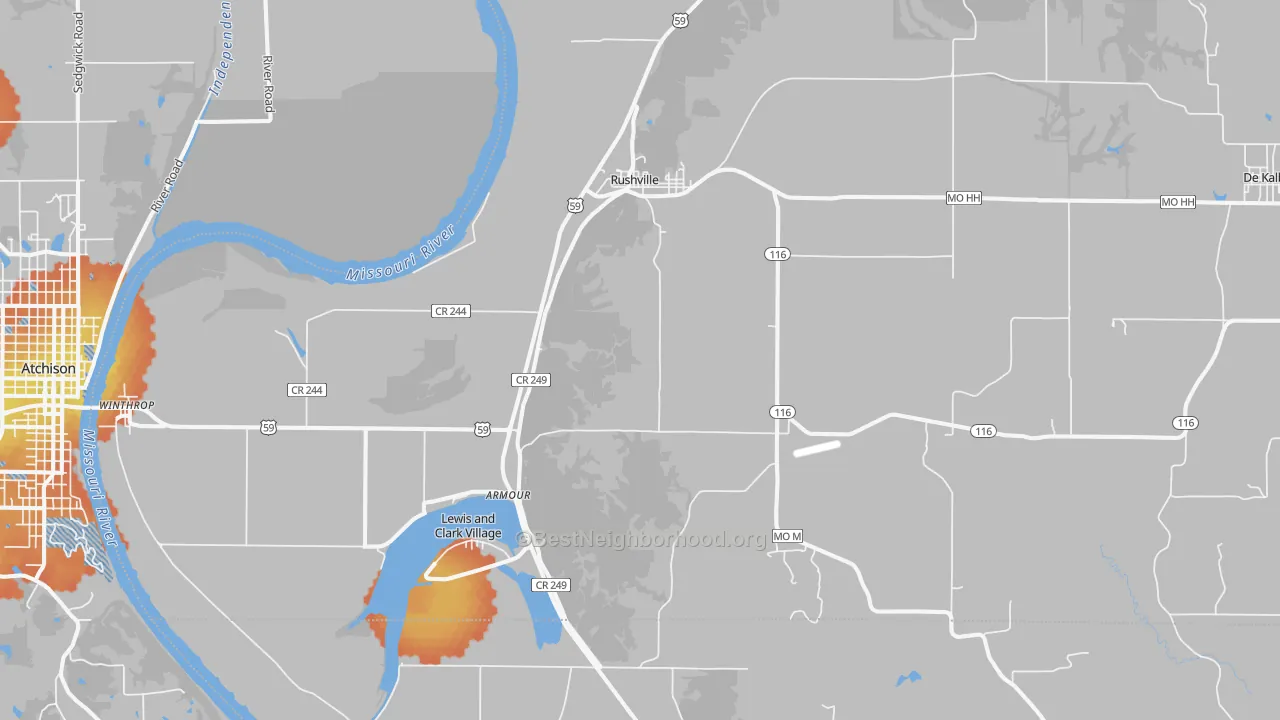 Bike Grade map of 64484, MO