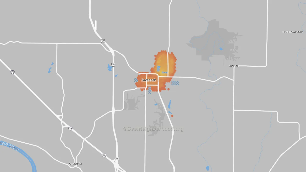Bike Grade map of 64485, MO