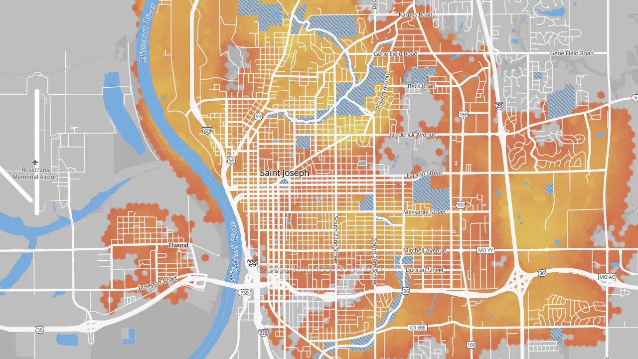Bike Grade map of 64501, MO