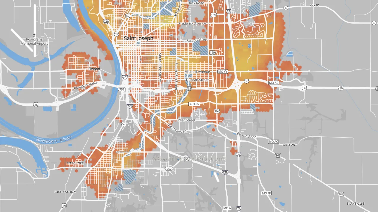 Bike Grade map of 64503, MO