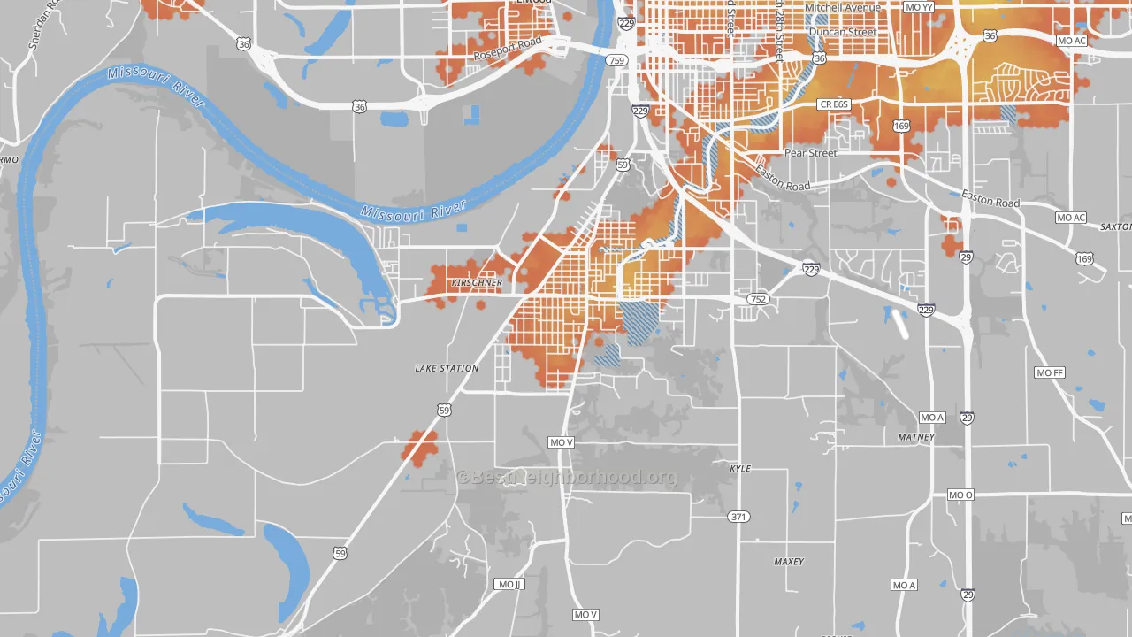 Bike Grade map of 64504, MO