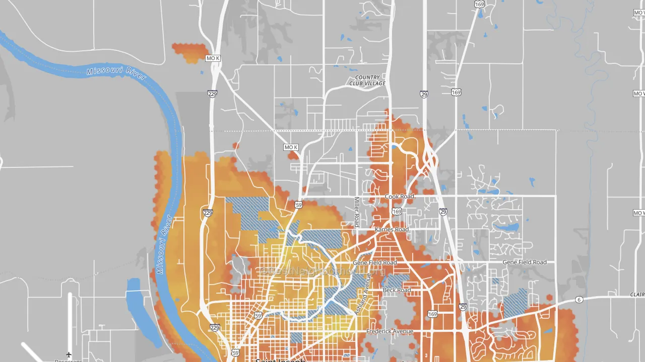 Bike Grade map of 64505, MO